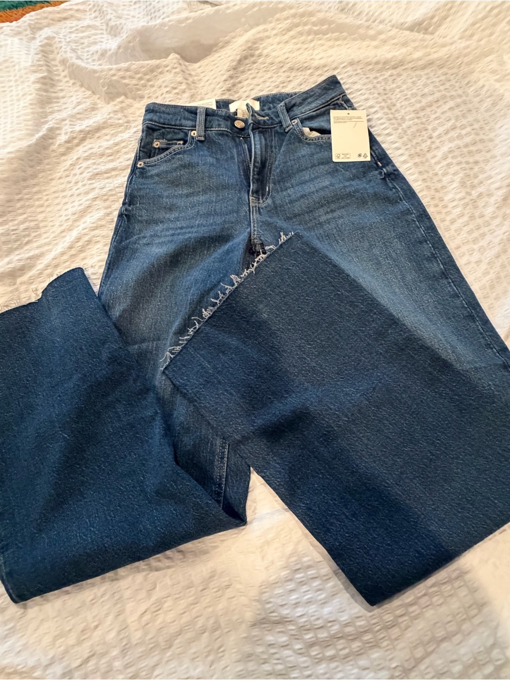 H&M Dark Blue Wide-Leg High-Rise Jeans